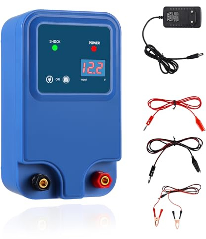 Électrificateur de clôture électrique 1,5 J de sortie/12 V pour 2 à 15 km - Électrificateur de clôture solaire pour chiens, chats, poulets, chevaux, bœuf, mouton, cochon, volaille