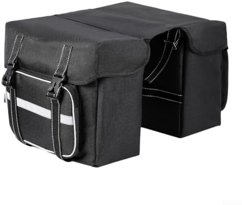 Borsa da sella per ebike e bicicletta, 25 l, in robusto poliestere 300D, con cinghie regolabili per un fissaggio sicuro e resistenza agli agenti atmosferici (grigio+parapioggia)