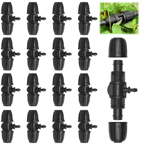 16PCS Barbed Tee Irrigation Tube, 3-Way Anti-Drop 8/11mm to 4/7 mm Irrigation Tube Fitting, Barbed Tee Connectors Drip Irrigation for Lawn Garden Watering System