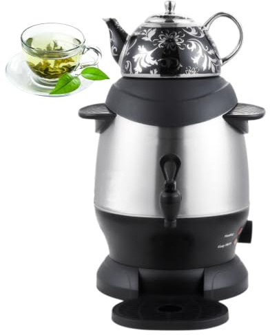 Electric Samovar, Rostfritt Stål Självfiltrerande Vattenkokare Med 4L Kanna Och 1L Tekanna, Överhettnings Och Torrkokningsskydd, Elektrisk Turkisk Samovar För Te Och Kaffe