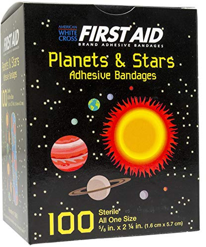 First Aid Children's Adhesive Bandages: Planets and Stars 100 Per Box