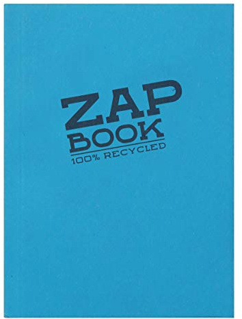 Clairefontaine 3358C - Skizzenbuch / Zeichenheft Zap Book DIN A5 14,8x21 cm, geleimt, 160 Blatt 80g 100% recyceltes Papier, ideal für Schnellnotizen und Entwürfe, farbig sortiert, 1 Stück