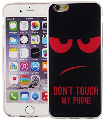 König Design Handyhülle kompatibel mit Apple iPhone 6 / 6s Silikon Case Hülle Sturzsichere Back-Cover Handyhülle - Don't Touch My Phone Rot Schwarz