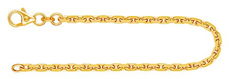 EDELIND Feines Armband Damen Herren Echt Gold 2.5 mm Ankerkette diamantiert aus 333 Gelbgold Goldarmband Länge 21 cm Gewicht ca. 5.7g Made in Germany