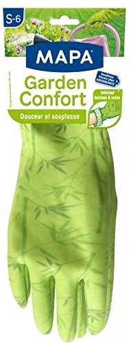 MAPA Garden Confort Gartenhandschuh aus Naturlatex, innen Bambus und Baumwolle, weich und saugfähig, 1 Paar, Größe S