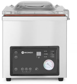 HENDI Vakuum-Verpackungsmaschine, Vakuumiergerät, Vakuum Kammer Verpackungsmaschine, Schweißleiste: 300mm, Pumpenleistung: 167 l/min, 230V, 370W, 370x480x(H)435mm, Edelstahl