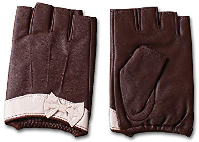 Nappaglo Damen Lederhandschuhe für fahren Halbfinger fingerlose Handschuhe für Fahren Outdoor Motorrad Radfahren Handschuhe