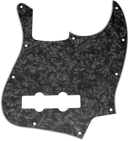 Musiclily 10 Löcher J Bass Pickguard JB Schlagbrett für Fender American/Mexican Standard Jazz Bass,4 lagig Black Pearl