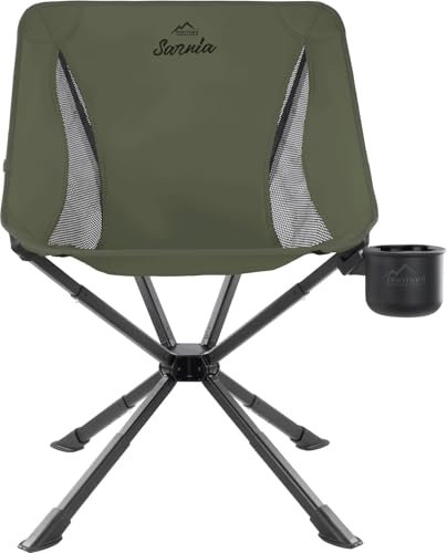 normani Leichter Camping Klappstuhl Angelstuhl - extra stabil mit Getränkehalter und kleinem Packmaß Farbe Grün