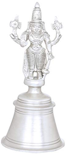 Exotic India Lord Vishnu Handglocke, verführerisch, silberfarben, Größe: 7,6 x 7,6 x 16,5 cm