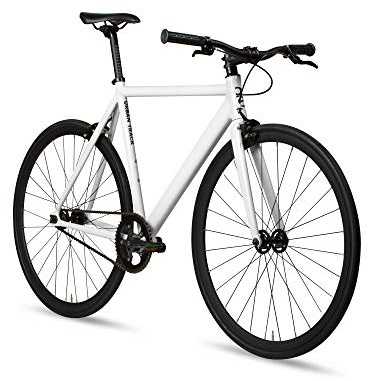 6KU Fixie Urban Trackbike aus Aluminium, Fester Gang, Crisp White, 58 cm/L