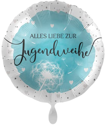 1 Folienballon Alles Liebe zur Jugendweihe weiß hellblau ca 43 cm ungefüllt Ballongas geeignet