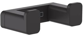 hansgrohe AddStoris - Gancio doppio per asciugamani, portasciugamani, gancio per accappatoio, fissaggio nascosto, accessori bagno, nero opaco, 41755670