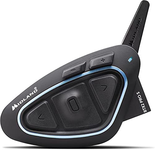 Midland - Interfono Moto Bluetooth BTX2 Pro S LR Singolo, Auricolari Casco Impermeabili IPX6, Doppio Processore BT, 1,6Km, 4 Coppie, Batteria 23H, Cancellazione Rumore, Audio Hi-Fi, Universal Intercom