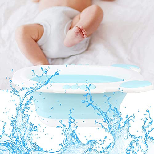 Bañera de plástico que ahorra espacio, materiales seguros Lavabo de bebé fácil de transportar Bañera plegable Bañera de bebé para baño de bebé Herramienta