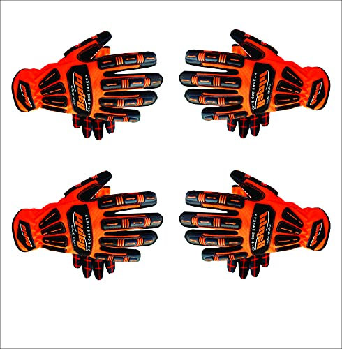 R.M Guantes de trabajo Mechanix para trabajo pesado, protector antivibración TPR, guantes reductores de impacto, talla XL (4 pares de guantes)