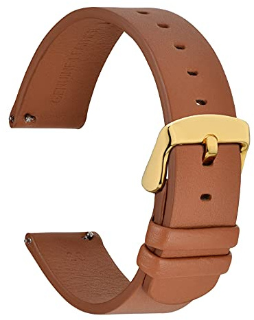 WOCCI Dünne Flache Uhrenarmbänder für Herren und Damen, Top Grain Leder, Schnellwechsel-Ersatzbänder, 18mm 20mm 22mm