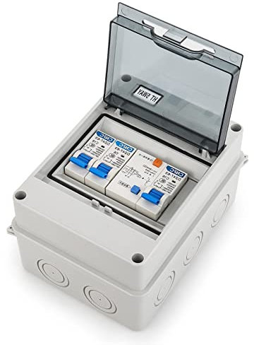 YORKING 2 Way Garage Consumer Unit IP65 Weatherproof Circuit Breaker Consumer Unit Enclosure C16 30mA RCD MCB Fuse Box for Workshops Garage