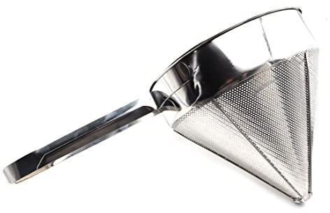 Colador Reforzado Acero Inoxidable Chino Cónico Gran Volumen Pasador de Salsa Profundo Filtración Tamiz Escurridor Cocina (Ø 22 cm, 2)