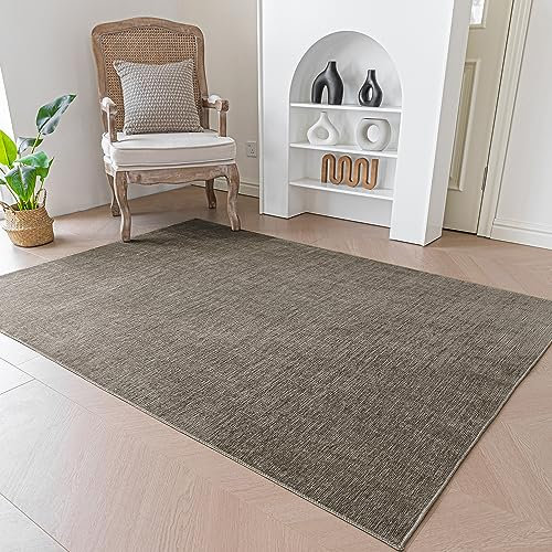 Evitany Kurzflor Teppich Taupe 80x150cm,Moderne,Kleine,Weich Waschbarer Teppich Wohnzimmer,Anti-Rutsch Unterseite,Rechteckig Teppiche für Schlafzimmer, Kinderzimmer,Esszimmer,Taupe