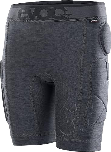 EVOC CRASH PANTS KIDS, cycling shorts (incl. hip protectors and protective padding, S.LEISURE material, S.Café anti-odour technology, machine washable, size: JL), carbon grey