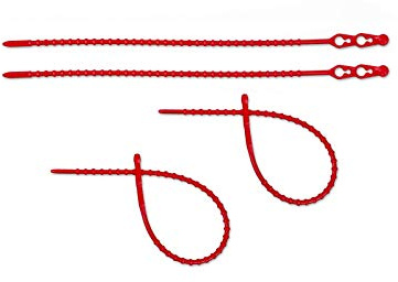 MASHPAPER 100x wiederverwendbare rote Kabelbinder - 240 mm Blitzbinder | Robuste rote Universalbinder mit 180N Anzugskraft, lange Lebensdauer, vielseitig, Rasterschlaufen mit 240 mm Länge, 693224