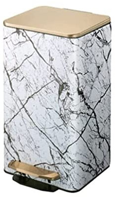 DEEDAV Abfalleimer Mülleimer Aus Edelstahl + PU-Stufen-Mülleimer Mit Kunststoff-Inneneimern Mit Soft-Close-Deckel, Fußpedal Mülleimer Küche (Color : A, Size : 30L/7.9 Gallon)