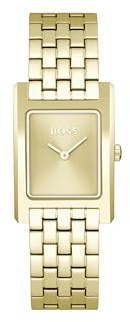 BOSS Montre À Mouvement Quartz Deux Aiguilles pour Femme Collection Lucy avec à Boîtier Rectangulaire et Bracelet en Acier Inoxydable de Couleur Dorée