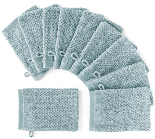 Pure Label Waschlappen 10er-Pack 16x21cm aus 100% Baumwolle - Türkis | Waschbar bis 60∘C, trocknergeeignet - weich & saugstark
