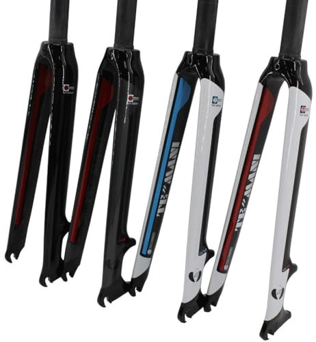 Fahrrad Gabel 1 Stück Rennrad 3K Vollcarbon Scheibenbremse Gabel Carbon Fahrrad Gabel Teile 4 Farben Fahrradgabeln (Color : Gloss White Blue)