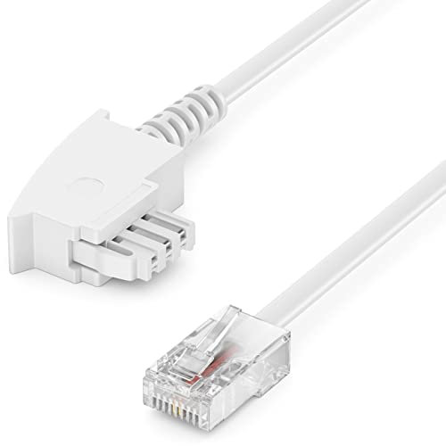deleyCON 40m Cable del Enrutador TAE-F en RJ45 (8P2C) Cables de Conexión 99% Cobre AWG 28 Compatible con DSL ADSL VDSL Fritzbox Internet Enrutador al Enchufe Telefónico TAE Blanco
