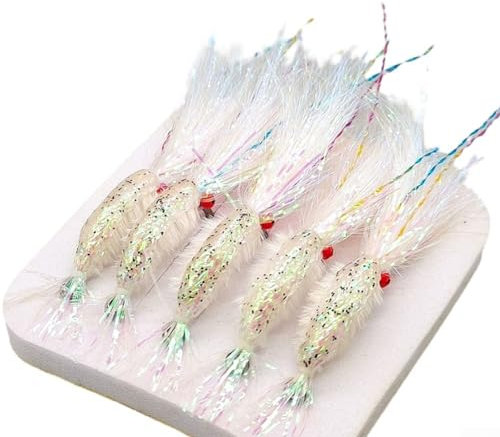 Zoegneer 5 Stück Fliegenfischköder Köderhaken Garnelen Fliegenfischen Haken für Force Salzwasser Garnelen Haken für Barsch Lachs Forelle (6#)