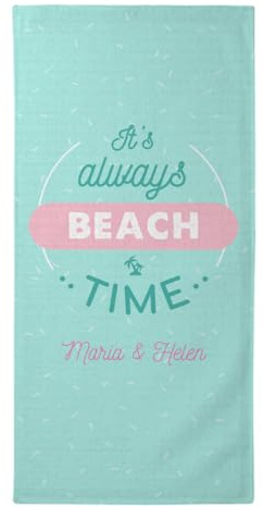 Wanapix | Rechteckiges Handtuch mit Ihrem Namen | 70x140 cm | Personalisiertes Strandtuch für Kinder | Bade- und Poolhandtücher | Waschmaschinengeeignet | Beach Time