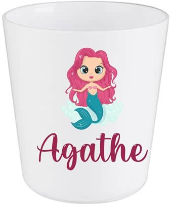 Gobelet Enfant Personnalisé Sirène Rose – Gobelet Incassable 230ml Sans BPA – Tasse Prénom Crèche ou École – Cadeau Rentrée Scolaire Fille