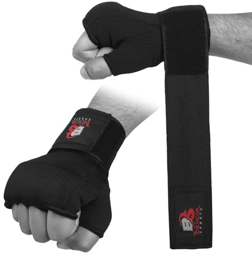 Fasce da Boxe Belicon Sports-Gel, Bendaggi Interni Elastici Lunghi, Protezione Imbottita per Polso e Pugno, per Allenamento Boxe, Muay Thai, Kickboxing, Arti Marziali, Uomo Donna (Nero, L)