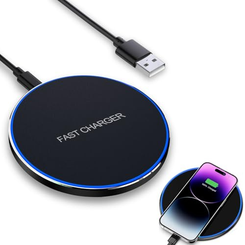 15W Wireless Charger, Schnelles Kabellosen Ladepad Induktive Ladestation,Wireless Charger Kabelloses Handy Ladegerät Kompatibel mit iP-Hone 14/13/12/Pro/Max/Plus/Mini/XS/XR