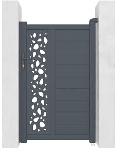 Casanoov Portillon SUNNY 1x1,6m Aluminium Gris Anthracite – Motif Galets Élégant et Moderne – Robuste Inoxydable Résistant Intempéries Montage Facile Clôture Entrée Jardin Sécurisée 103x161cm