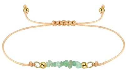 HeyMeili Bracciale elastico braccialetto regolabile pietre vere naturali avventurina per donne