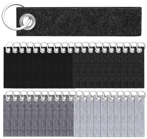 Nuenen 40 Stück Filz Schlüsselanhänger Schlüsselring mit Filzanhänger 13 x 3 cm Filz Schlüsselbänder für Basteln DIY Auto Schlüssel Geschenk Schule Wohnung Büro