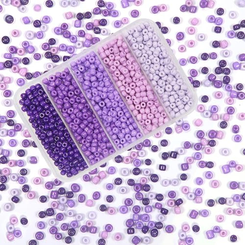 TOAOB Lila serie 3 mm glaspärlor för trädning 1 500 stycken glaspärlor pärlor små glaspärlor set 50 gram fröpärlor för gör-det-själv armband halsband pyssel smyckestillverkning
