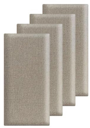 EUNEWR 3D Anti-Collision Wall Padding, 4PCS 40x20cm Self-Adhesive Soft Leather Padded Wall Panels, Shockproof Removable Wall Stickers for Kids Room, Bed Headboard, TV Walls & Nursery (Light Brown)