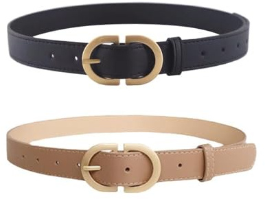 XFSRG 2 Piezas Cinturon Mujer Cinturón Dorado con Hebilla Cinturón Ajustable Adecuado para Vaqueros Vestidos Fajin(A)