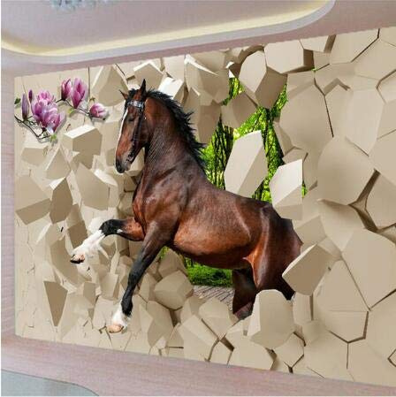 Papel Pintado Efecto 3D Animal caballo Fotomurales Pared Tejido No Tejido Decorativos Murales Fotográfico Moderno Decoración de Paredes Para Salón o Dormitorio 150cm×105cm (ancho x alto)