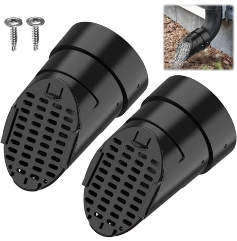 2 Pack Regenrinnen-Fallrohrverlängerung für DN100(10cm) & DN110(11cm) & Rundfallrohr, Fallrohrschutz, Dachrinnen Laubschutz, schwarz