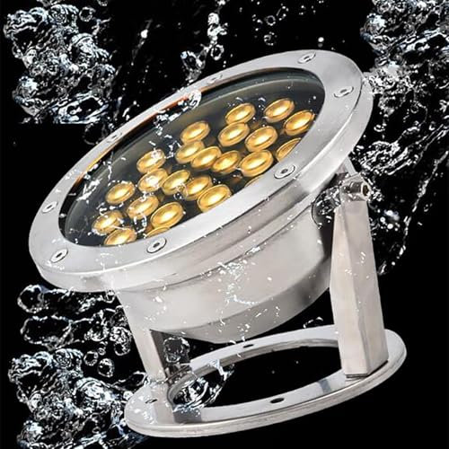 Luz Subacuática Impermeable - Luz LED Sumergible Para Fuente, Foco Para Estanque De Bajo Voltaje De 12V CA, Foco De Acero Inoxidable Resistente Al Agua IP68, Para Piscinas/fuentes/iluminación(Yellow)