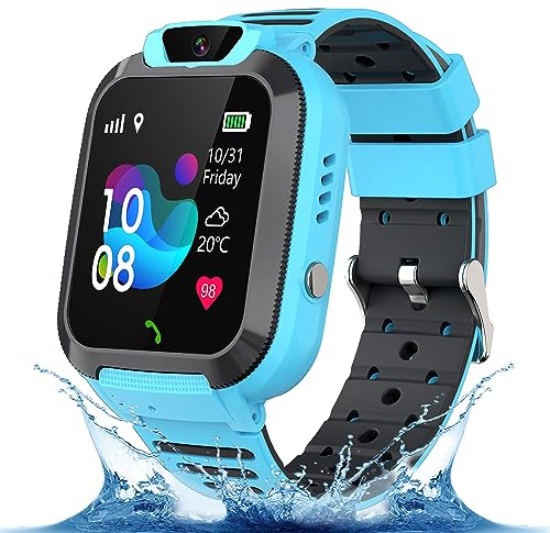 GPS Reloj Inteligente Niño, Smartwatch Niños con GPS y Llamadas, SOS, Clase Modo, 10 Contacto, Bidireccional Chat de Voz, Cámara, Despertador, Juego, Geovallas GEO, Regalos para Niño y Niñas 4-15 Años