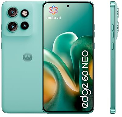 Moto Edge 60 Neo 12 256 Frostbite Vert Turquois, Batterie 5000 mAh, écran pOLED 6,36″, Triple caméra: capteur Principal 50 MP, IP68/IP69 résistant à Eau et poussière