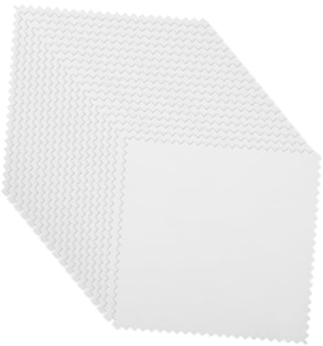 HANABASS Lot de 50 Chiffons à Polir Bijoux en Microfibre, Chiffon de Nettoyage Anti-oxydation en Suédine Blanche 8x8 Cm, pour Or, Argenté et Lentilles, Entretien Bijoux et Pièces