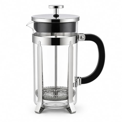 French Press Kaffeebereiter aus Borosilikatglas & Edelstahl–Manuelle Kaffeemaschine für Kaffee & Tee–Hitzebeständig, Spülmaschinenfest–BPA-frei, Feines Edelstahlfiltersystem (1000, Milliliter)