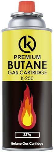 KROWN - Cartuchos de Gas Butano 227g K-250 – Pack para Camping, Hornillos Portátiles, Quemadores y Sopletes (1 Unidad)